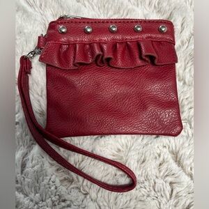 Red Leather Ruffle Studded Wristlet Clutch
Western Boho Hippie Chic